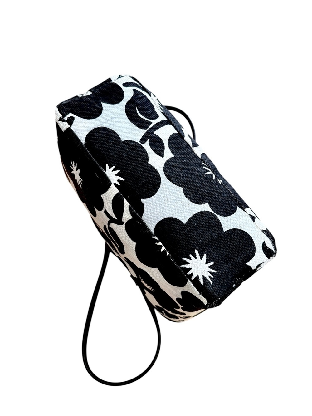 Sun & Sand Black & Cream Floral Beach Pool Vacation Shopping Tote Bag 15”x14”x6” - Picture 8 of 9